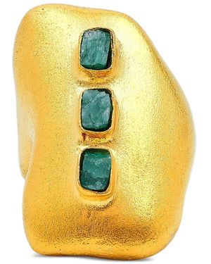 FENOMENA Anillo Muzo Con Esmeralda - Amarillo