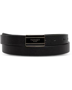 Twinset Logo-Plaque Leather Belt - White