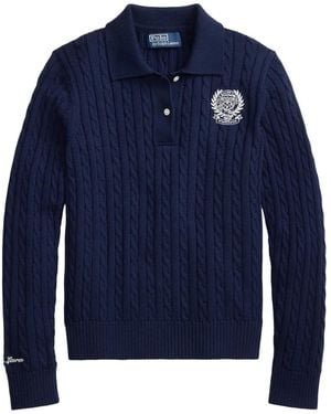 Polo Ralph Lauren Cable Embroidered Polo Jumper - Blue