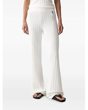 Sporty & Rich Pantalon En Maille À Design Côtelé - White