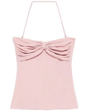 Nanushka Draped-Detail Top - Pink