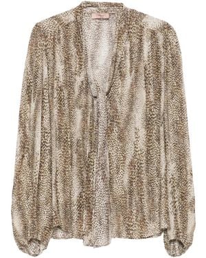 Twinset Bluse mit Animal-Print - Braun
