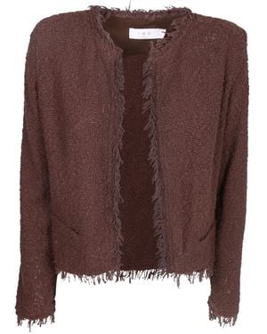 IRO Fringed Tweed Jacket - Brown