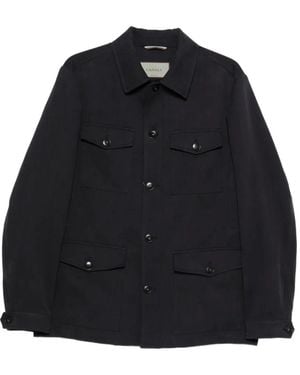 Canali Flap-Pockets Linen Shirt Jacket - Black