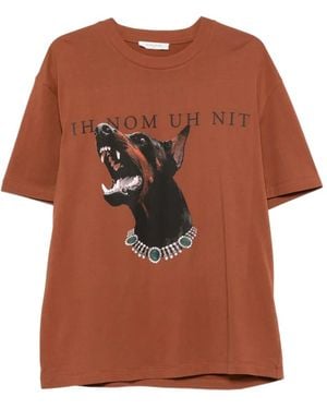 ih nom uh nit Dobermann Graphic-Print T-Shirt - Brown