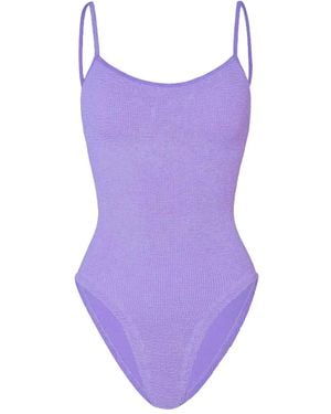 Hunza G Pamela Spaghetti-Strap Swimsuit - Purple