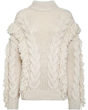 Philipp Plein Skull-Embroidered Cable-Knit Jumper - White