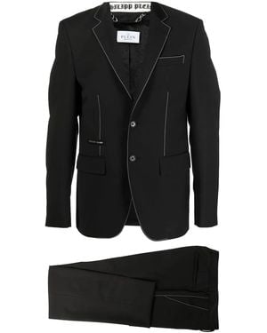 Philipp Plein Contrast-Stitching Single-Breasted Suit - Black