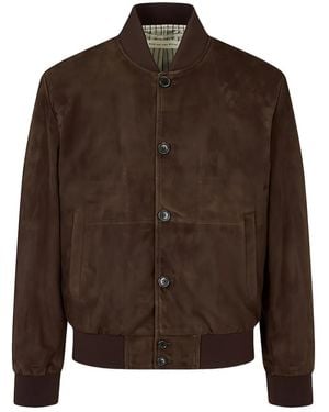 MAN ON THE BOON. Suede Bomber Jacket - Brown