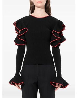 McQueen Pullover Mit Rüschenärmeln - Schwarz