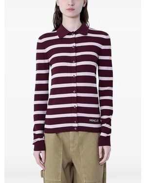 Moncler Striped Ribbed Cardigan - Red