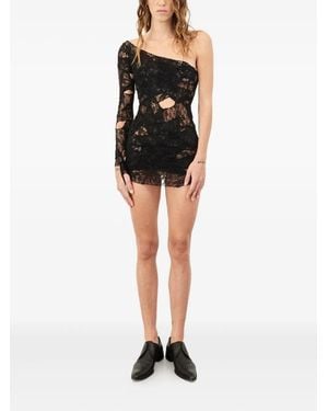Oh Carla One-Sleeve Lace Mini Dress - Black