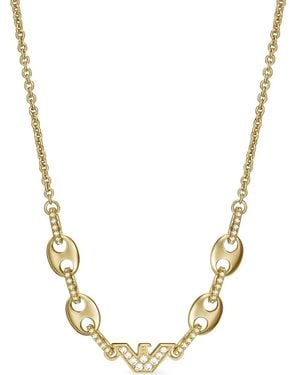 Emporio Armani Logo-Charm Necklace - Metallic