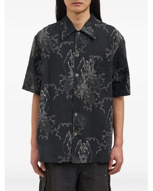 Our Legacy Every Skeleton-Print Short-Sleeve Shirt - Black