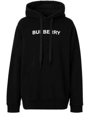 Burberry Logo-Print Cotton Hoodie - Black