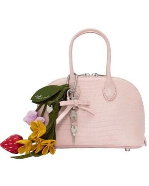 Self-Portrait Lizard-Embossed Leather Mini Tote Bag - Pink