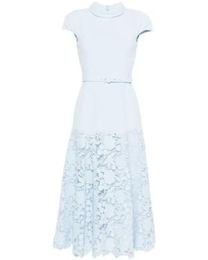Self-Portrait Lace Belt Midi Dress - Blue