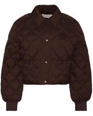 Calvin Klein Diamond-Quilted Logo-Patch Jacket - Brown