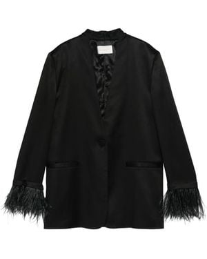 Montedoro Feather-Trim Pocket Blazer - Black