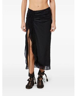 Isabel Marant Velina Crochet Slit Midi Skirt - Black