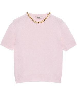 Prada Wool And Cashmere Crew-Neck Sweater - Pink