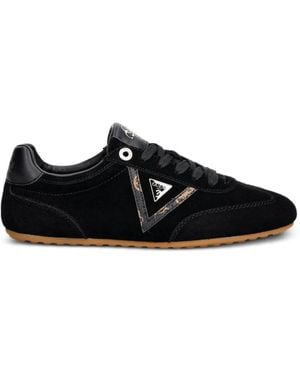 Guess Suede Logo-Patch Sneakers - Black