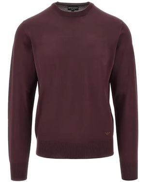 Emporio Armani Virgin Wool Crew-Neck Sweater - Purple