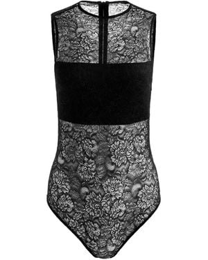 Alice + Olivia Nichol Floral-Lace Bodysuit - Black