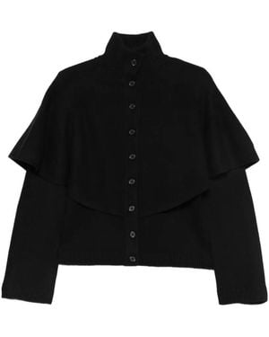 Vince Ruffled Button-Up Cardigan - Black