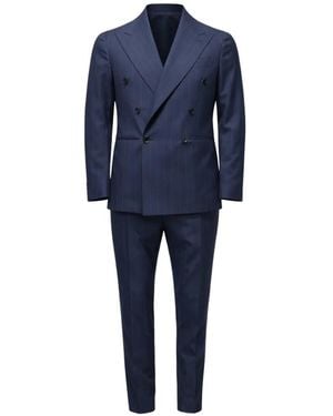 Franzese Collection Beckham Pinstriped Double-Breasted Suit - Blue