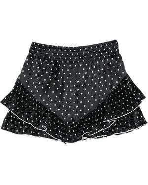 Self-Portrait Polka-Dot Pleated Shorts - Black