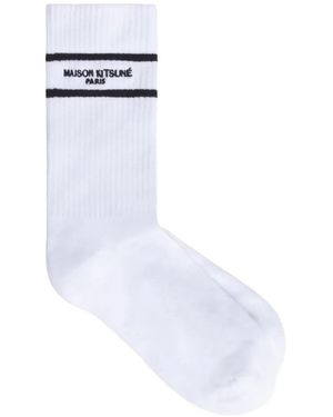 Maison Kitsuné Stripe Socks - White