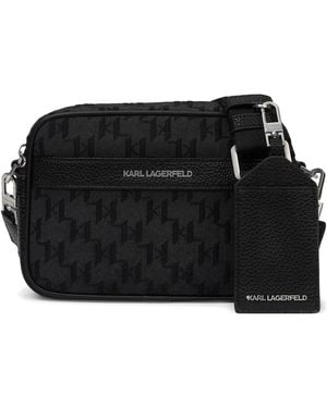 KARL LAGERFELD K/Monogram Jacquard Messenger Bag - Black