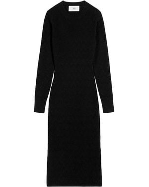 Ami Paris Pointelle Midi-Dress - Black