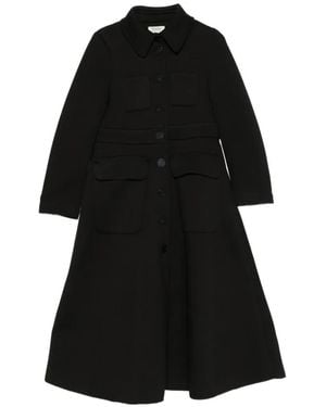 Psophia Button-Up Patch-Pocket Coat - Black