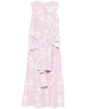 ROSSO35 Floral Belted Midi Dress - Pink