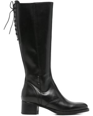 Nero Giardini Lace-Up Leather Boots - Black