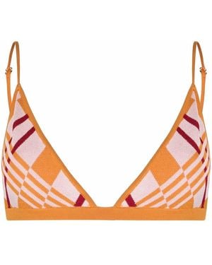 Dodo Bar Or Argyle Pattern Bra - Orange