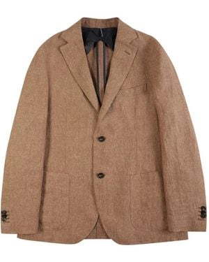 Incotex リネン シングルジャケット - ブラウン