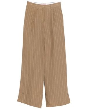 Iceberg Pinstripe Palazzo Pants - Natural
