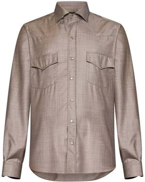 Franzese Collection Virgin Wool Shirt - Brown