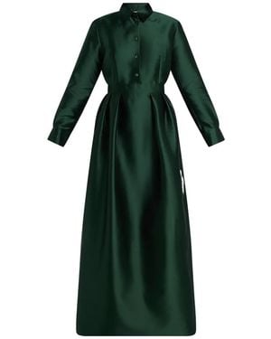 Greta Constantine Pleated Shirt Dress - Green