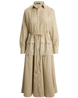 Polo Ralph Lauren Striped Drawstring-Waist Shirt Dress - Natural