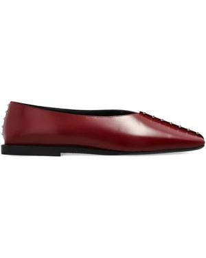 Jil Sander Stud-Detail Ballet Flats - Red