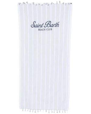 MC2 Saint Barth Striped Tasselled Beach Towel - White
