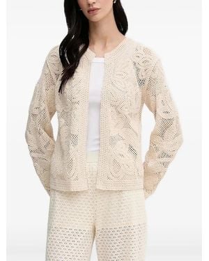 Pedro Del Hierro Madrid Chaqueta de punto con encaje floral - Neutro