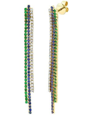 SHAY Pendientes Triple Thread En Oro Amarillo De 18 Ct Con Gemas - Metálico