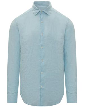 MC2 Saint Barth Seersucker Cotton Shirt Pamplona - Blue