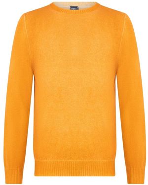 Fedeli Round-Neck Cashmere Jumper - Orange