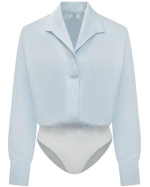 Mom's Pants Shoulder-Pad Bodysuit - Blue